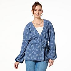 "As Is" TWRHLL by Christie Brinkley Wrap Kimono Jacket