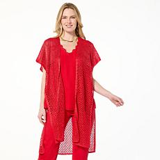 "As Is" Vince Camuto Knit Crochet Sequined Duster