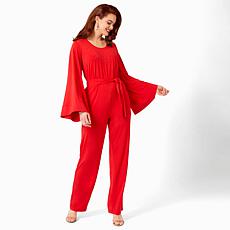 "As Is" Vivica A. Fox Collection Bell-Sleeve Knit Jumpsuit