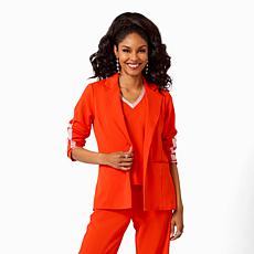 "As Is" Vivica A. Fox Collection Luxe Crepe Knit Blazer with Metall...