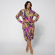 "As Is" Vivica A. Fox Collection Signature Ruched Knit Midi Dress