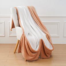"As Is" Warm & Cozy Plush and Sherpa 60" x 70" Throw with Foot Pocket
