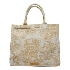 "As Is" Wildflower Parisian Toile Print Tote with Coin Purse Set
