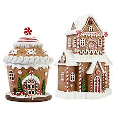 "As Is" Winter Lane LED Gingerbread Houses Set of 2