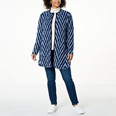 "As Is" WynneCollection Cotton Slub Herringbone Sweater Knit Topper