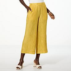 "As Is" WynneCollection Crinkled Woven Wide-Leg Pull-On Cropped Pant