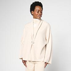 "As Is" WynneCollection Draped Cardigan with Cuff Link Closure