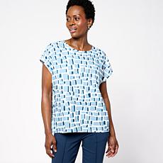 "As Is" WynneCollection Drapey Twill Dolman Sleeve Crew Neck Top