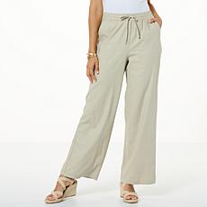 "As Is" WynneCollection Linen Blend Pant with Drawstring