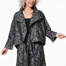 "As Is" WynneCollection Metallic Denim Jacquard Jacket