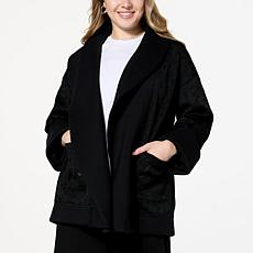 "As Is" WynneCollection Mixed Media Shawl Collar Topper