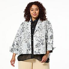 "As Is" WynneCollection Occasion Floral Jacquard Summer Jacket