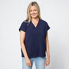"As Is" WynneCollection Seamed Stretch Cotton Top