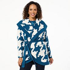 "As Is" WynneCollection SoftKNIT Patterned Sweater Knit Coat