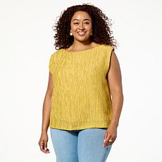 "As Is" WynneCollection Textured Crinkle Sleeveless Top
