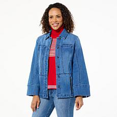 "As Is" WynneDenim Patch Pocket Peplum Jacket