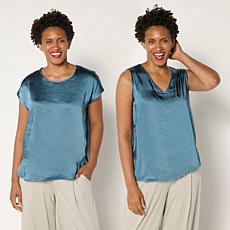 "As Is" WynneLayers 2-pack Satin Tee & Tank Set