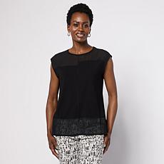 "As Is" WynneLayers Chiffon and Jersey Crew-Neck Tee