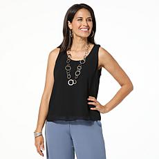 "As Is" WynneLayers Chiffon Double-Layer Tank Top 