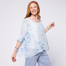 "As Is" WynneLayers Chiffon Poncho with Tank Top