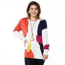 "As Is" WynneLayers Cotton-Blend Intarsia Sweater