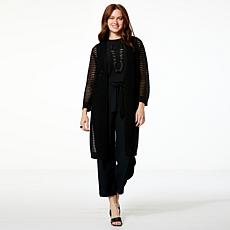 "As Is" WynneLayers Open Weave Duster with Ribbed Trim