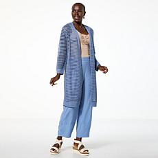 "As Is" WynneLayers Open Weave Duster with Ribbed Trim