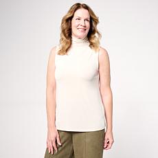 "As Is" WynneLayers Peached Jersey Funnel Neck Sleeveless Top