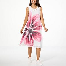 "As Is" WynneLayers Printed Floral Chiffon Overlay Sleeveless Dress