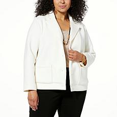 "As Is" WynneLayers Scuba Knit Button-Down Jacket