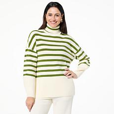 "As Is" WynneLayers SoftKNIT Striped Turtleneck Sweater