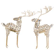 august & leo Set of 2 24" Jeweled Reindeers