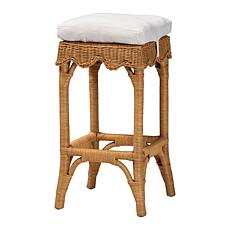 bali and pari Muy Bohemian Scallop Rattan Bar Stool with Cushion