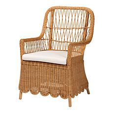 bali & pari Teresa Bohemian Scalloped Rattan Arm Chair