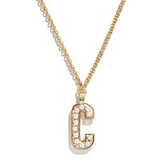 BAUBLEBAR 20" Goldtone Simulated Pearl Initial Drop Necklace