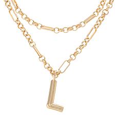 BAUBLEBAR Fiona Goldtone Initial Drop Chain-Link Necklace 2-piece Set