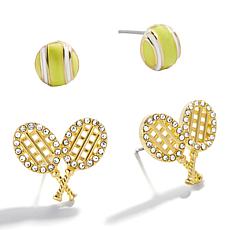 BAUBLEBAR Goldtone Tennis Ball and Racket Stud Earrings Set