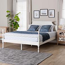 Baxton Studio Caliana Bobbin King Four Poster Wood Platform Bed -Brown