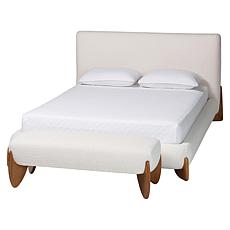 Baxton Studio Vinicio Mid-Century Modern King Set with Bed and Bench
