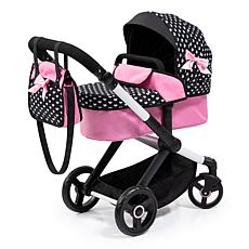 Bayer Convertible Xeo Doll Pram with Matching Handbag - Black & Pink
