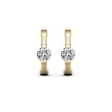 BellaMoi 14K Gold 1ctw Created Moissanite Round Stone Hoop Earrings