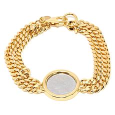 Bellezza 100 Lira Coin Bronze Diamond-Cut Curb-Link Bracelet