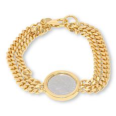 Bellezza 100 Lira Coin Bronze Diamond-Cut Curb-Link Bracelet