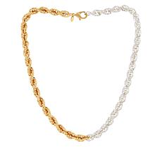 Bellezza 20" Two-Tone Bronze Sun & Moon Rope Chain Necklace