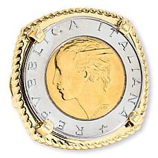 Bellezza 500 Lira Coin Bronze Rope Frame Ring