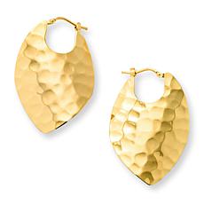 Bellezza Bagnata Bronze Hammered Leaf Hoop Earrings