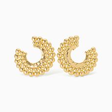 Bellezza Beaded Hammered C-Shaped Earrings