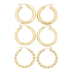 Bellezza Bronze 1-1/4" Hoop Earrings 3-Pair Set
