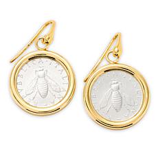 Bellezza Bronze Goldtone 2 Lira Bee Coin Dangle Earrings