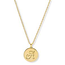 Bellezza Bronze Initial Disc Pendant with 18" Chain